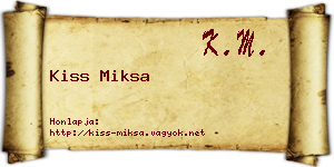 Kiss Miksa névjegykártya